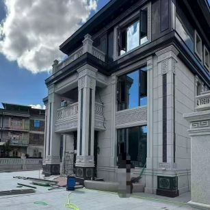 湖州 别墅干挂，芝麻白与芝麻黑完美配合